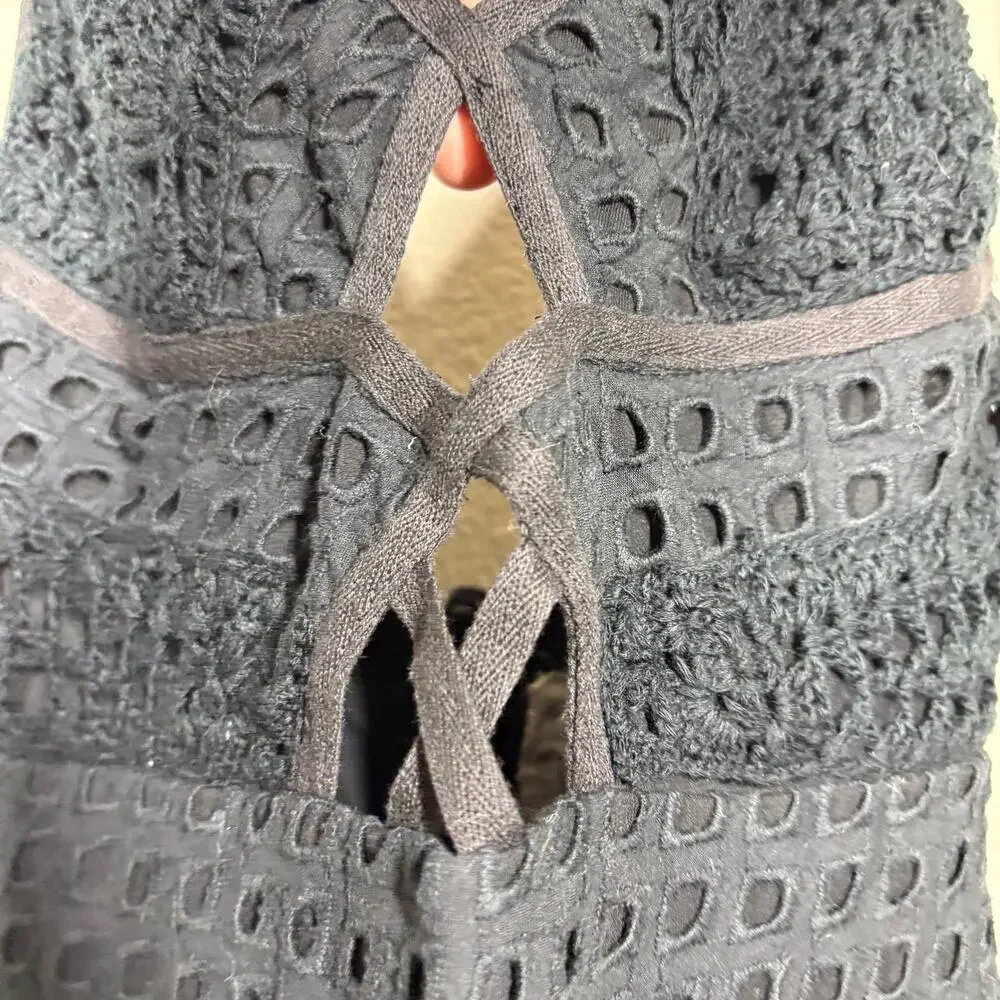 Free People Limited Edition 0 Little Debbie Crochet Dress Black Sleeveless - Picture 6 of 10